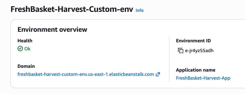 Elastic Beanstalk Health AWS configuration screenshot