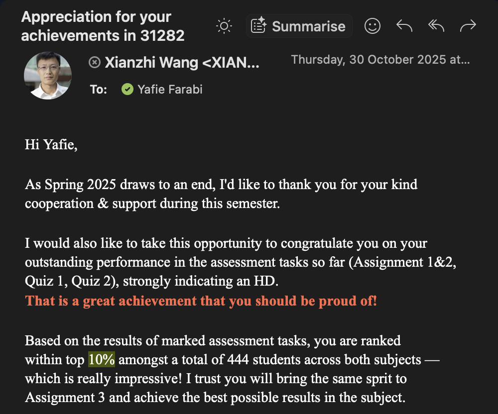 Software testing achievement screenshot