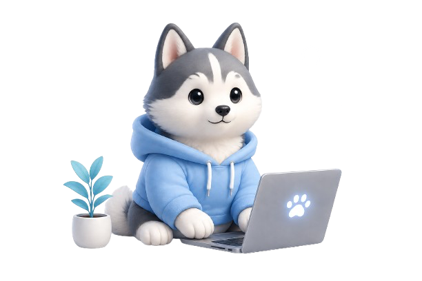 Husky software engineer mascot