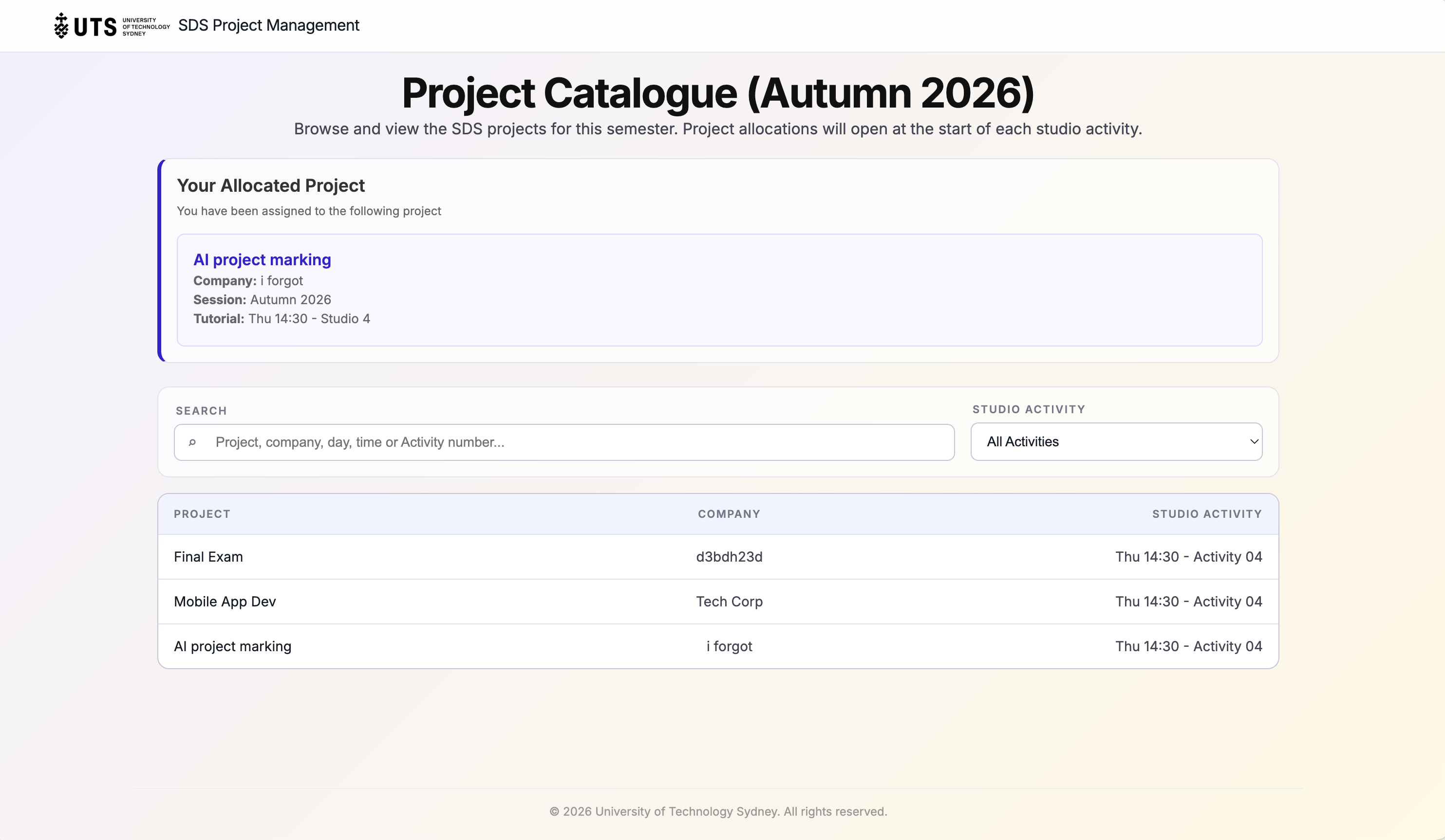 My applications interface preview